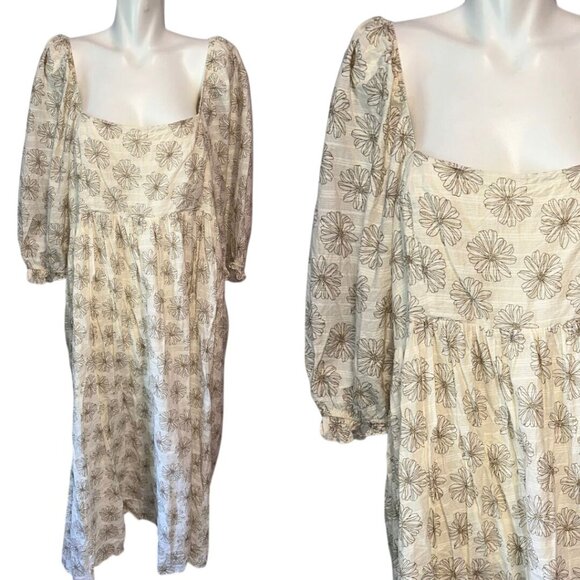 Arula White Gold Floral Dress Off Shoulder Flowy Fairy Boho Maxi Size C 3X - Picture 1 of 7
